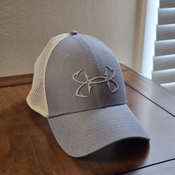 New Under Armour Fish Fitted Trucker Hat Blue L/XL Pro Fit Mesh Back Polyester
