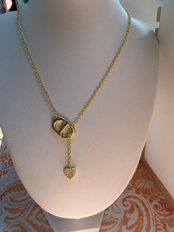 CD Heart Drop Necklace Stamped