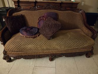 Carved Wood Sofa