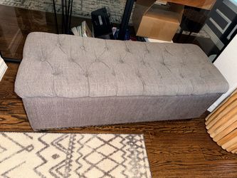 Gray Storage Ottoman Bench