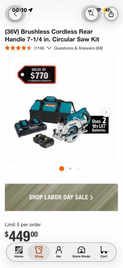 Makita cordless saw 7 1/4