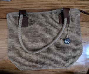 VINTAGE! The Sak Cambria Natural Beige Crochet Woven Tote Handbag