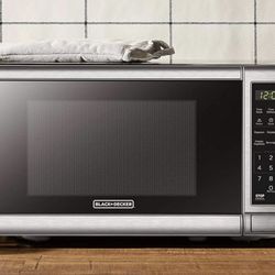 Microwave Oven with Turntable Push-Button Door
