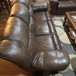 Leather sofa & Love Seat - Recliners , One Table 