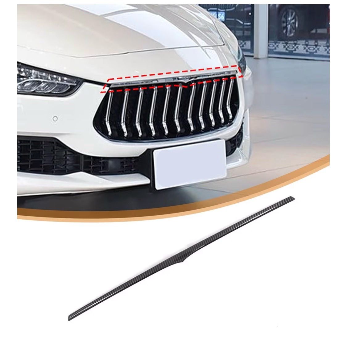 ABS Carbon Fiber Front Middle Grille Trim Cover For Maserati Ghibli 2018-2024
