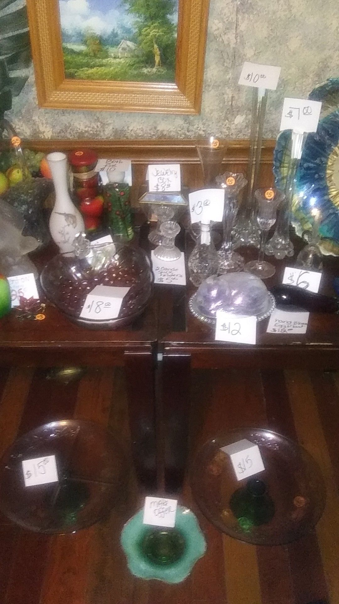 Glass collection individually priced.and anything marked $20 and over in photos take additional $5 off item.🙂