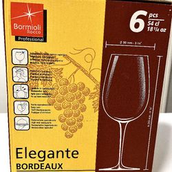 (6)Italian Wine Glasses Bormioli Rocco Stemware