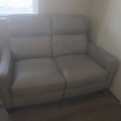 All leather taupe fully reclining Loveseat