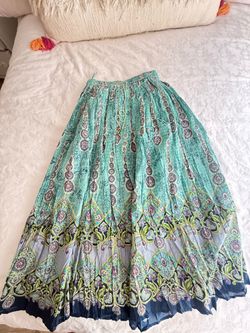 Boho Floral Print Maxi Skirt small 100% cotton