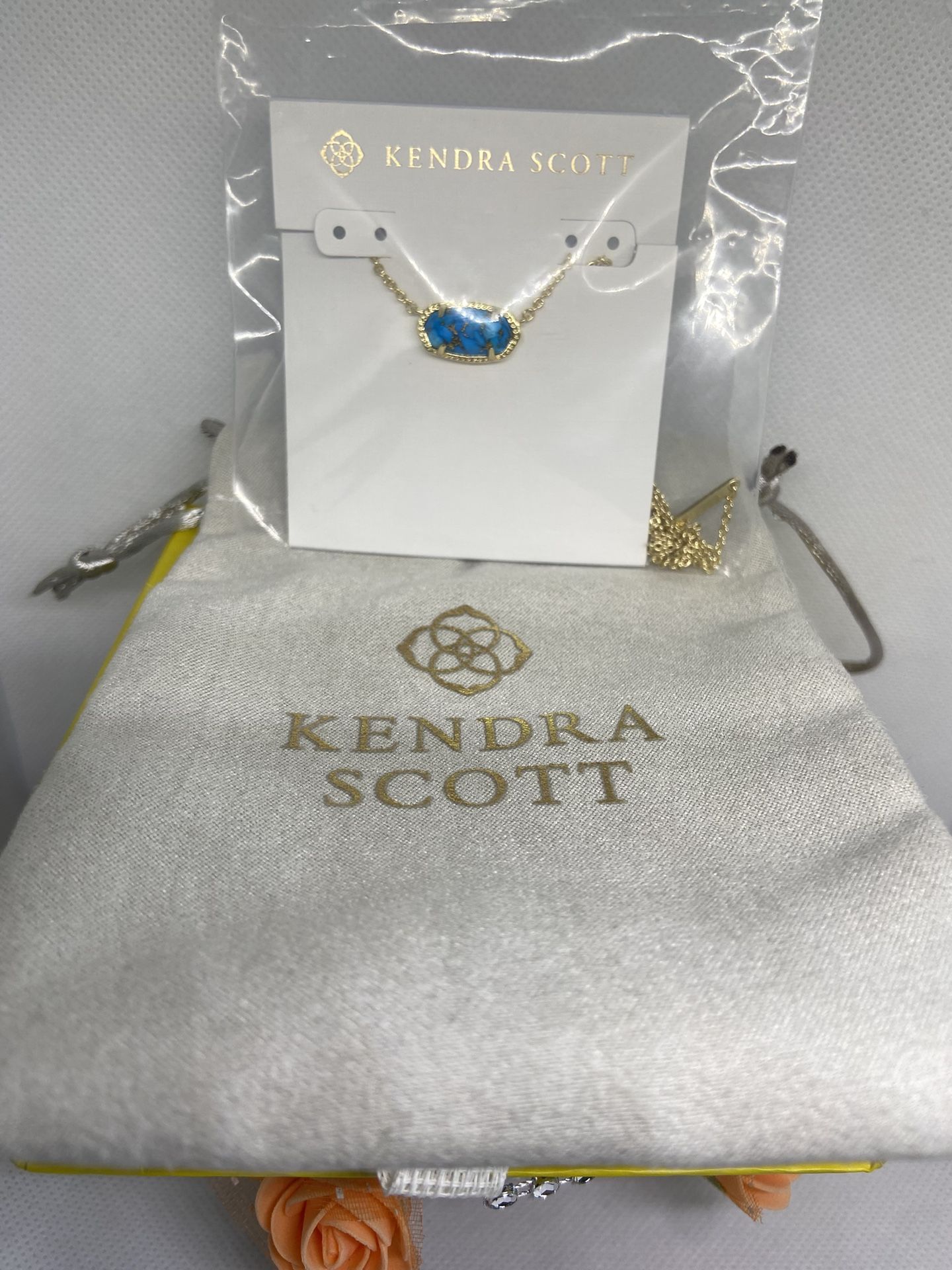 Kendra Scott Elisa Necklace Gold Bronze VND Turquoise New