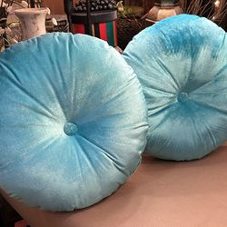 Pair Of 14 Inch Round Throw Pillows