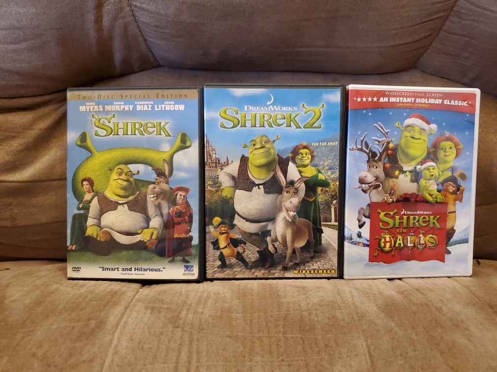 Lot of 3 Shrek 1 &2 and Shrek the Halls By:Dreamworks