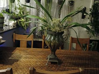 Tall Rustic Vase with Silk Flowers