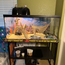 Like-New 40 Gallon Bearded Dragon Setup + Heavy Duty Metal Stand