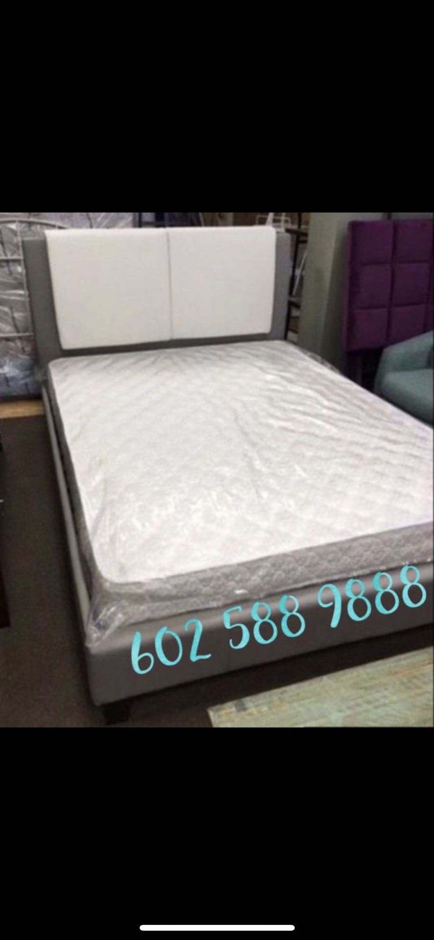 Queen Bed Frame with mattress