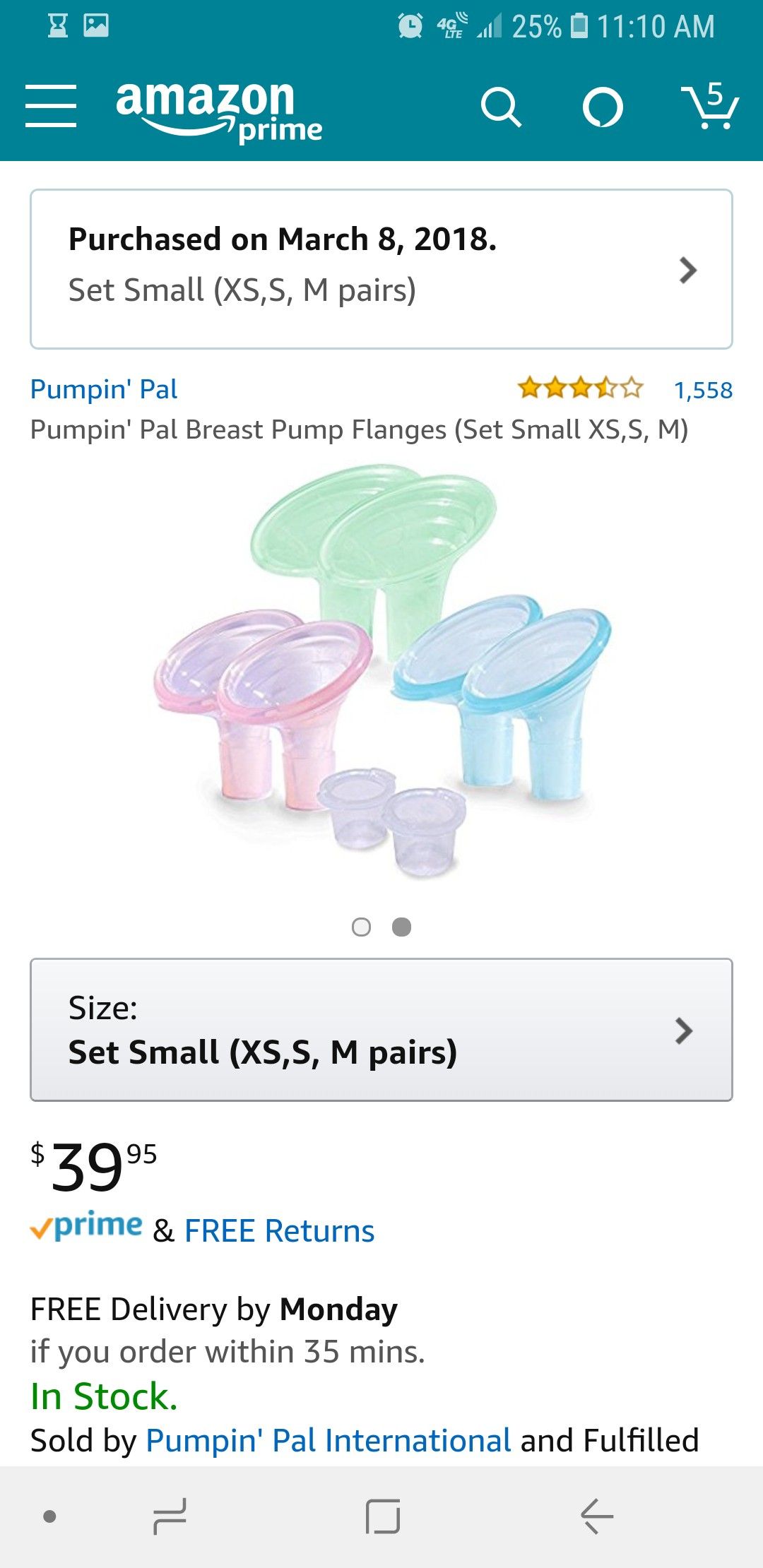 Pumpin' Pal Breast Pump Flanges (Set Small XS,S, M)