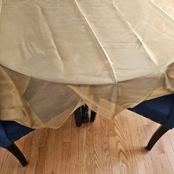 $10.00 - (5) Sheer Gold Fabric Tablecloths! 70"x 70" Square!