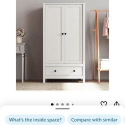 Wardrobe- 58.5 inches tall x 31 inches in length x 20.5 inches in depth