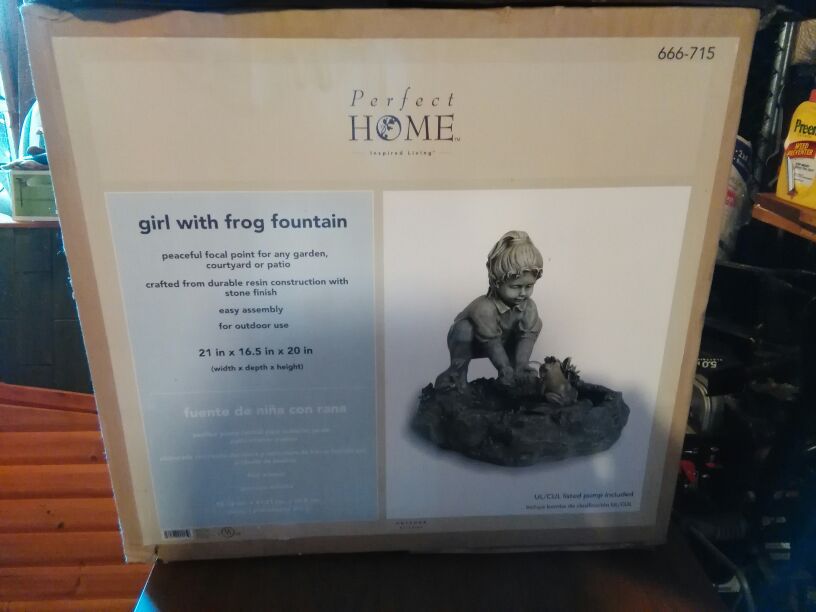 Girl with frog fountain. 21x16.5x20"