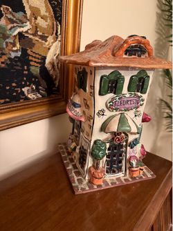 Ceramic Fleuriste & Chapeaux Shop Tea Light House Luminary