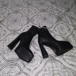 Wetkiss Black Platform Boots Woman Size 7.5 New