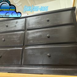 Solid Pine Dresser Eight Drawer Black 