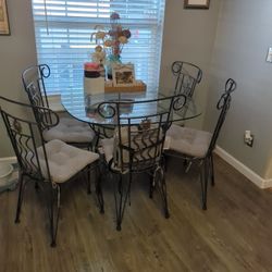 Wrought Iron Dining Table W/ 5 Chairs