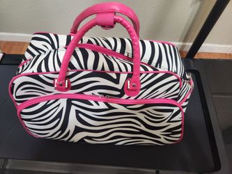 Zebra Striped Rolling Duffel Bag / Travel Suitcase / Maleta