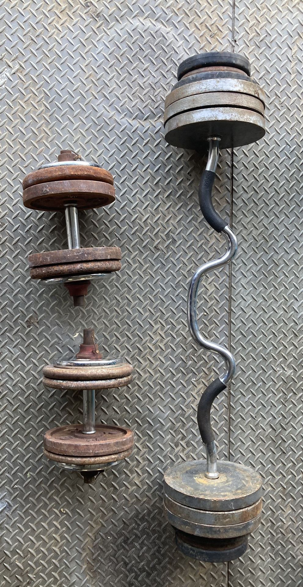 Curl Bar & Dumbbells And Plates