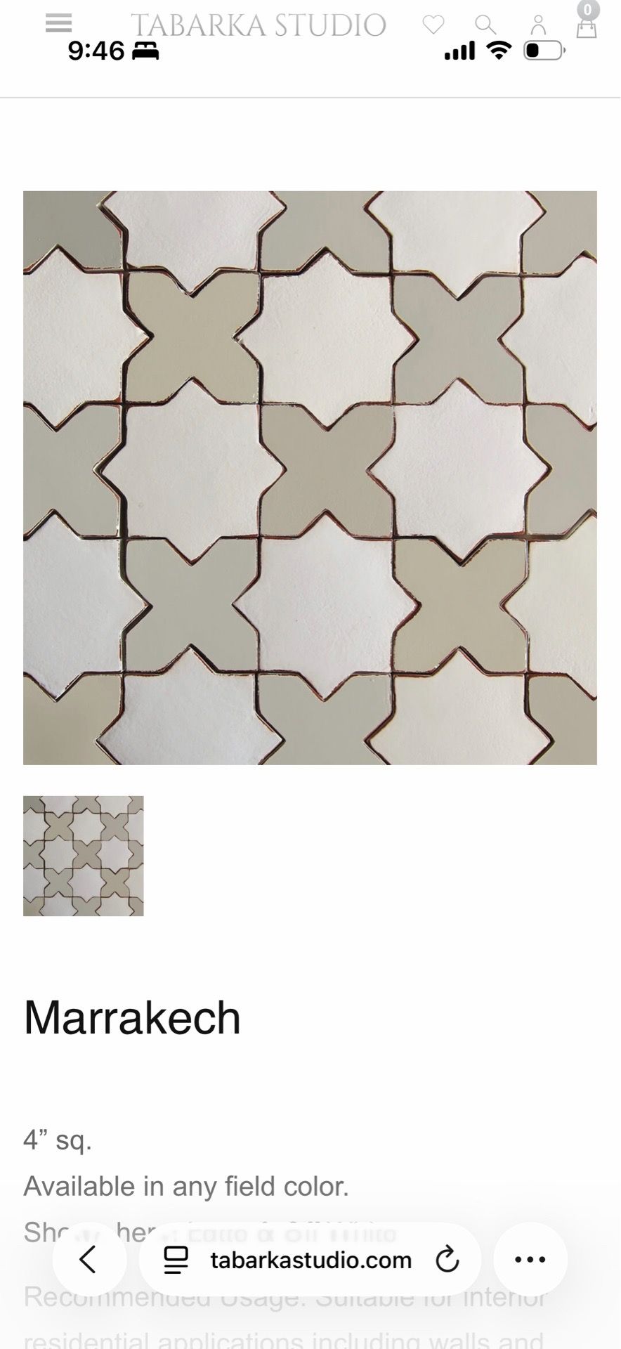 Tabarka Marrakech star and cross tile