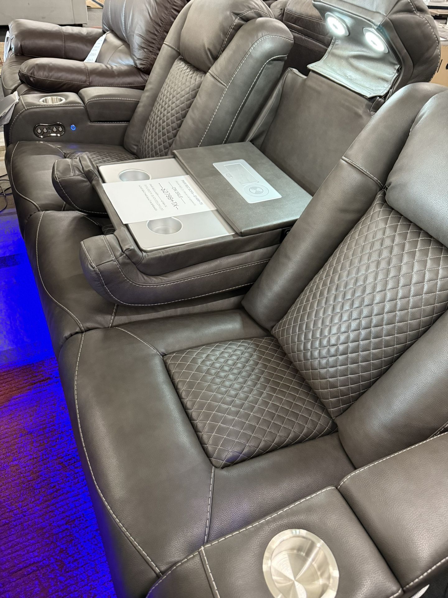 Power Reclining Sofa & Power Reclining Love Seat ( Built In Speaker) On Sale