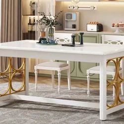 Modern Table Rectangular Desk or Dining Table (4-6 People Seating)