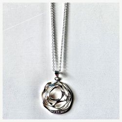 Silver Rose Pendant Necklace with Crystal Accents