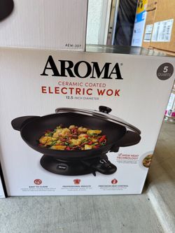 Aroma® Professional 5Qt. Electric Wok, Black, New (AEW-307)