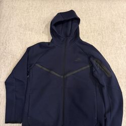 Nike Tech Navy Blue & Black Hoodie Hoody Men’s Size Large