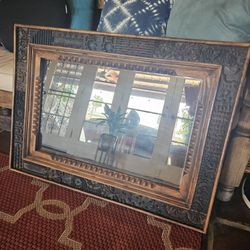 Vintage Handmade Carved Wood Mirror