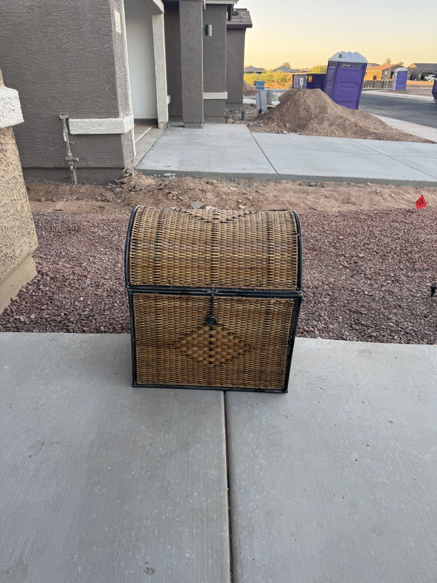 Wrought Iron and Wicker Chest