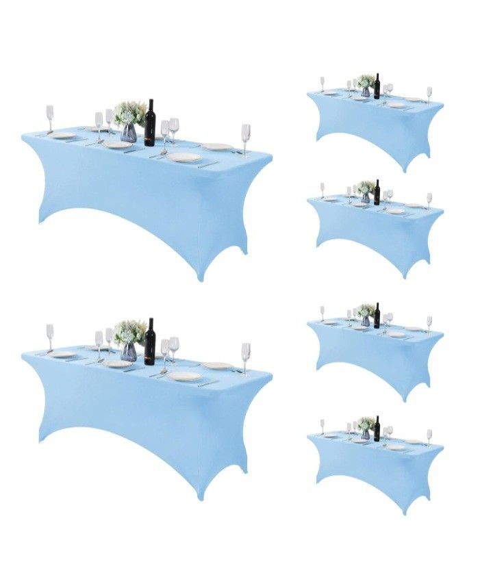 BRILLMAX 10 Pack Light Blue Round Tablecloths 90 Inch - Circle Bulk Linen Polyester Fabric Washable Table Cloth Cover for Wedding Reception Banquet Bi