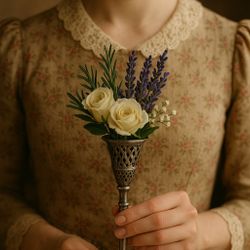 Vintage 1970s 2 Silver-plate & Gilt Brass Tussie Mussie Holders, 2.5x6.5”