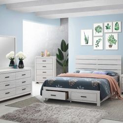 New Brantford King Size Bedroom 4pc Bedroom Set With Dresser Mirror Nightstand Bed Frame Without Mattress And Free Delivery