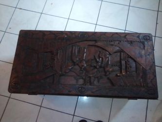 Asian hand carved cedar chest
