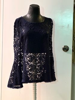 Alythea - Navy Blue Lace Blouse