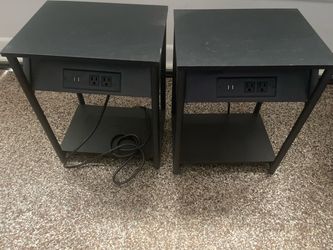 Black Side Tables with USB/ AC plugs