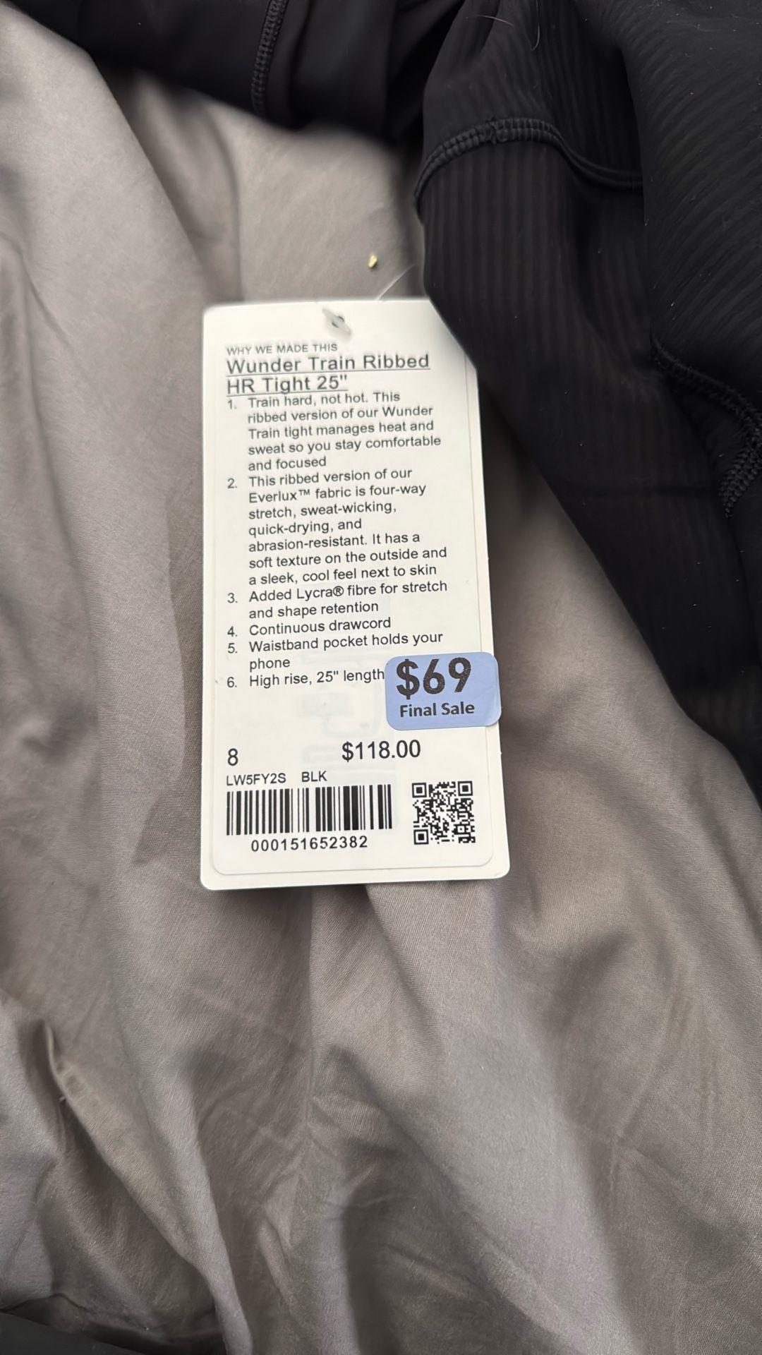 Lululemon Wunder Train Ribbed HR Right 25”
