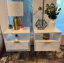Two small white side tables – $35 each