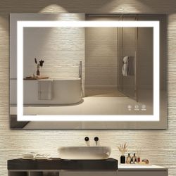 36 x 28 Inch Wall-Mounted Bathroom Vanity Mirror with Anti-Fog Feature and Smart Touch Button