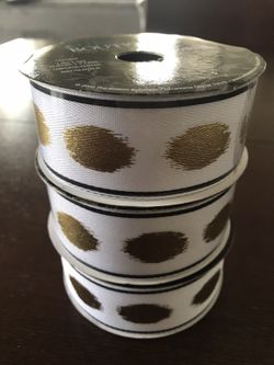 White, gold, & black ribbon - 3 rolls (1.5 in x 3 yards/ea roll) - NEW -