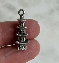 Sterling silver Chinese pagoda charm