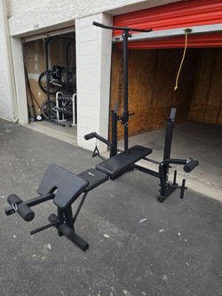 Garvee Adjustable Weight Bench with Lat Pulldown