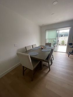 Dark Wood Dining Table with 6 Chairs